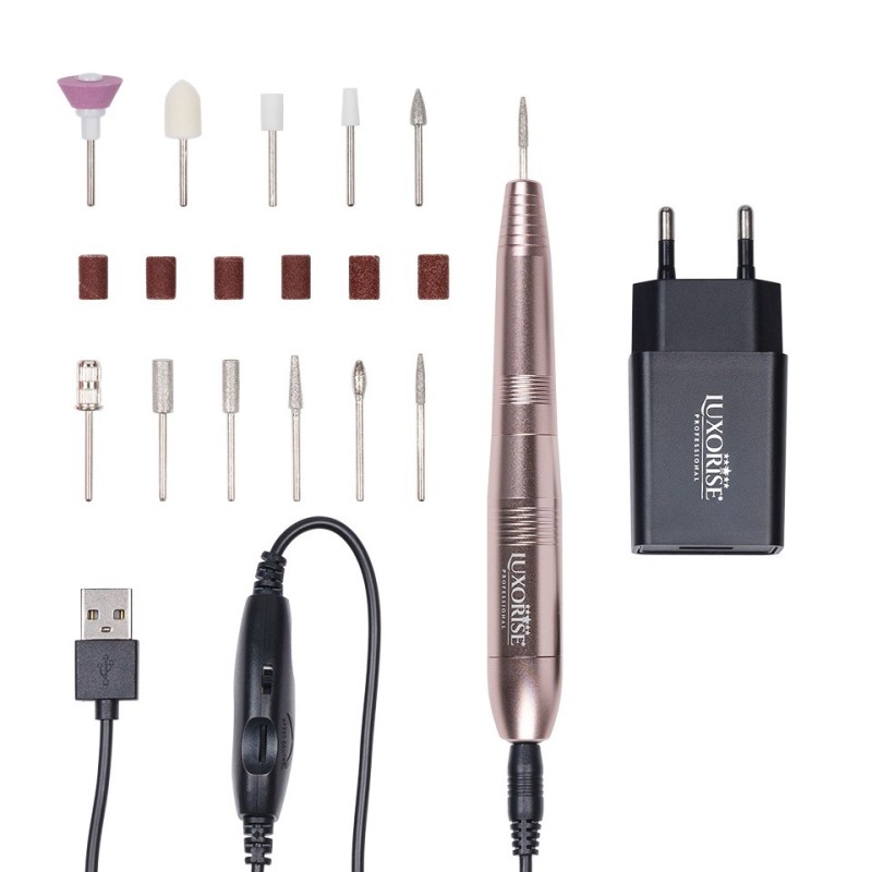 Set 2 x Freza Unghii Cu Capat Usb Titanium Travel, Luxorise, Gold