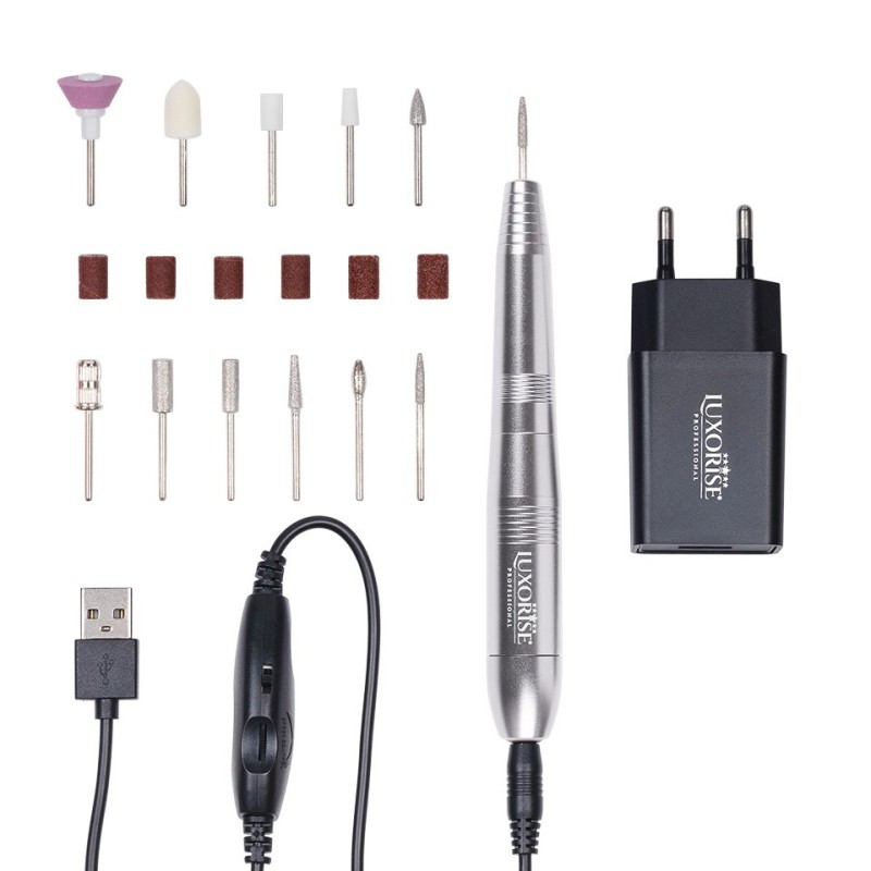 Set 2 x Freza Unghii Cu Capat Usb Titanium Travel, Luxorise, Silver