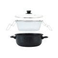 Set 2 x Friteuza Placata cu Ceramica Marmorata Antiaderenta, Capac Sticla, Cos pentru Prajit, 26 cm, 3.80 l, Grunberg