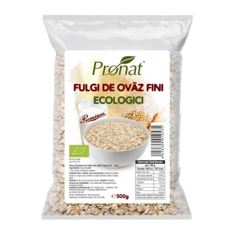 Set 2 x Fulgi Bio de Ovaz Fini, 500 g