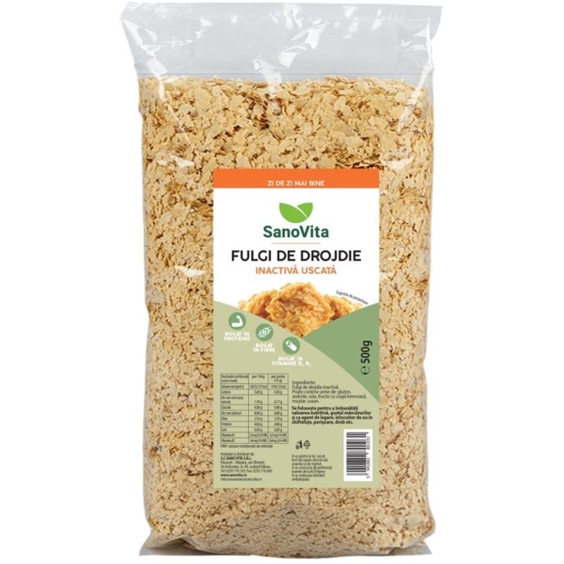 Set 2 x Fulgi de Drojdie Uscata, Inactiva, Sanovita, 500 g