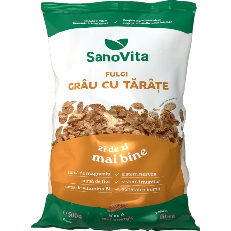 Set 2 x Fulgi de Grau cu Tarate, Sanovita, 500 g