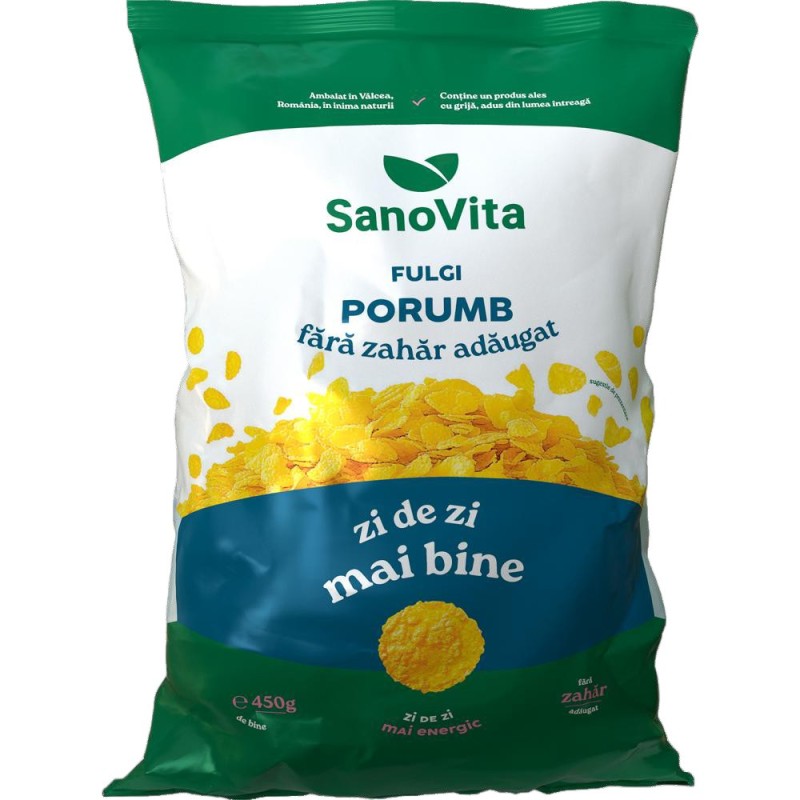 Set 2 x Fulgi de Porumb fara Zahar Adaugat, Sanovita, 450 g