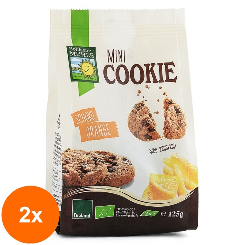 Set 2 x Fursecuri Bio cu Ciocolata si Portocale, 125g Bohlsener Muhle