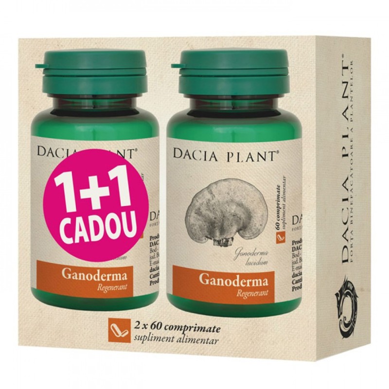 Set 2 x Ganoderma, 60 Comprimate 1+1 Cadou, Dacia Plant