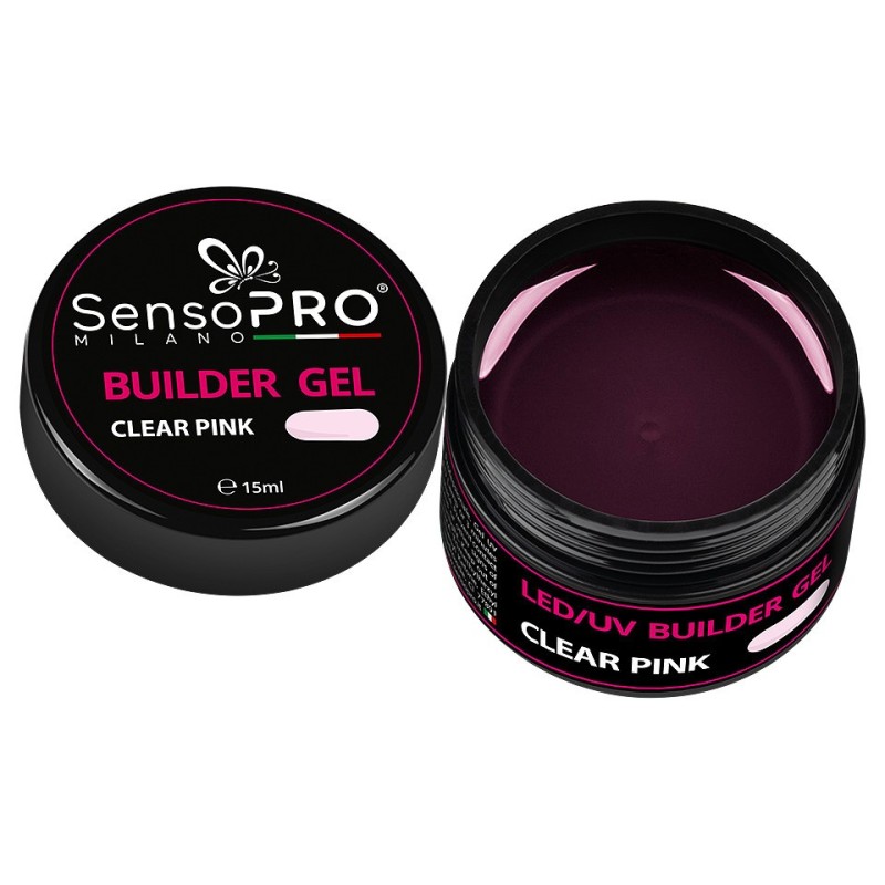 Set 2 x Gel Constructie Unghii SensoPRO Milano 15 ml, Clear Pink