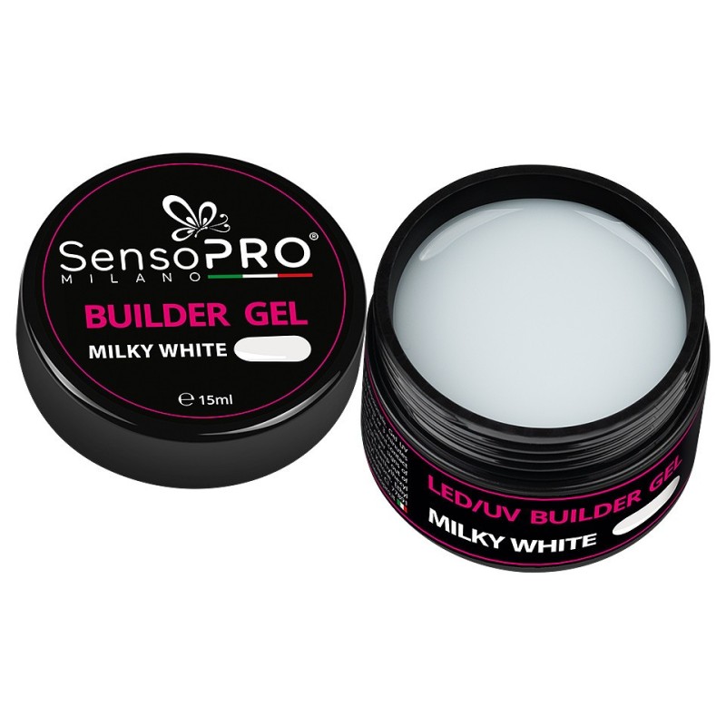 Set 2 x Gel Constructie Unghii SensoPRO Milano 15 ml, Milky White