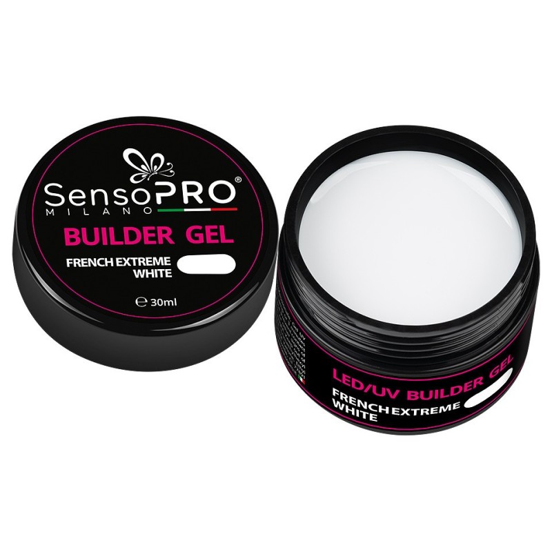Set 2 x Gel Constructie Unghii SensoPRO Milano 30 ml, French Extreme White