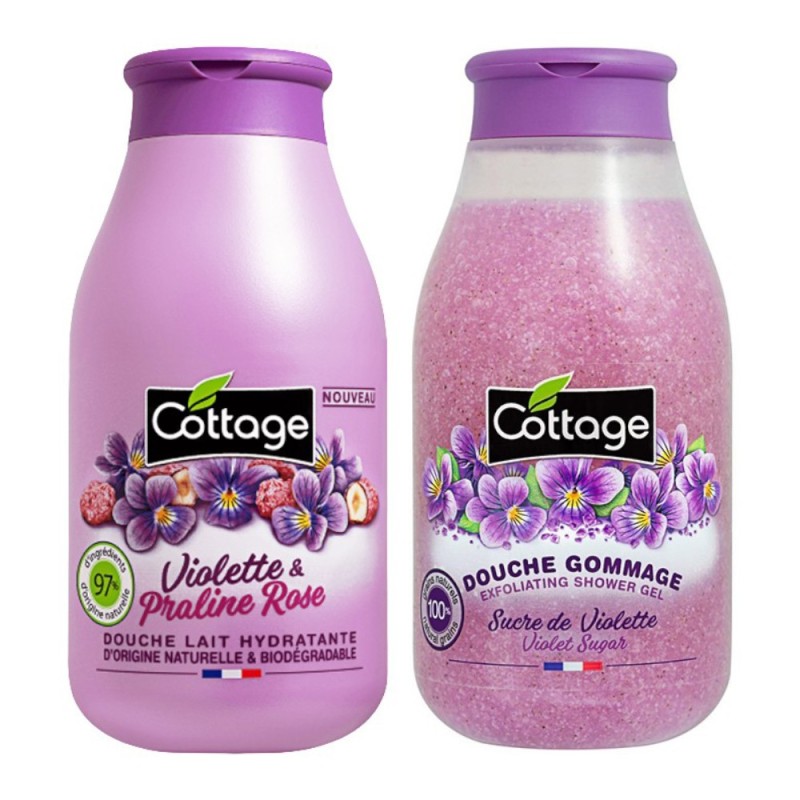 Set 2 x Gel de Dus Cottage cu Violete si Praline, 250 ml si Scrub cu Extract de Violete, 270 ml