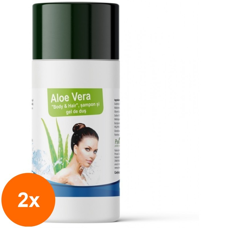 Set 2 x Gel de Dus cu Aloe Vera pentru Par si Corp, 200 ml, Medicura