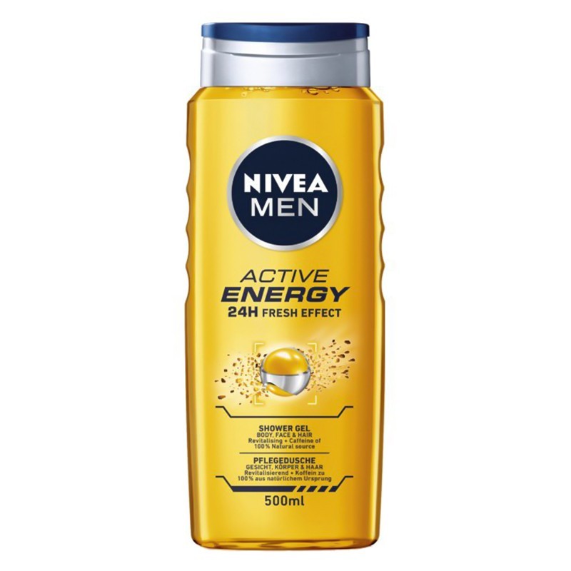 Set 2 x Gel de Dus Nivea Men Active Energy, cu Cafeina, 500 ml