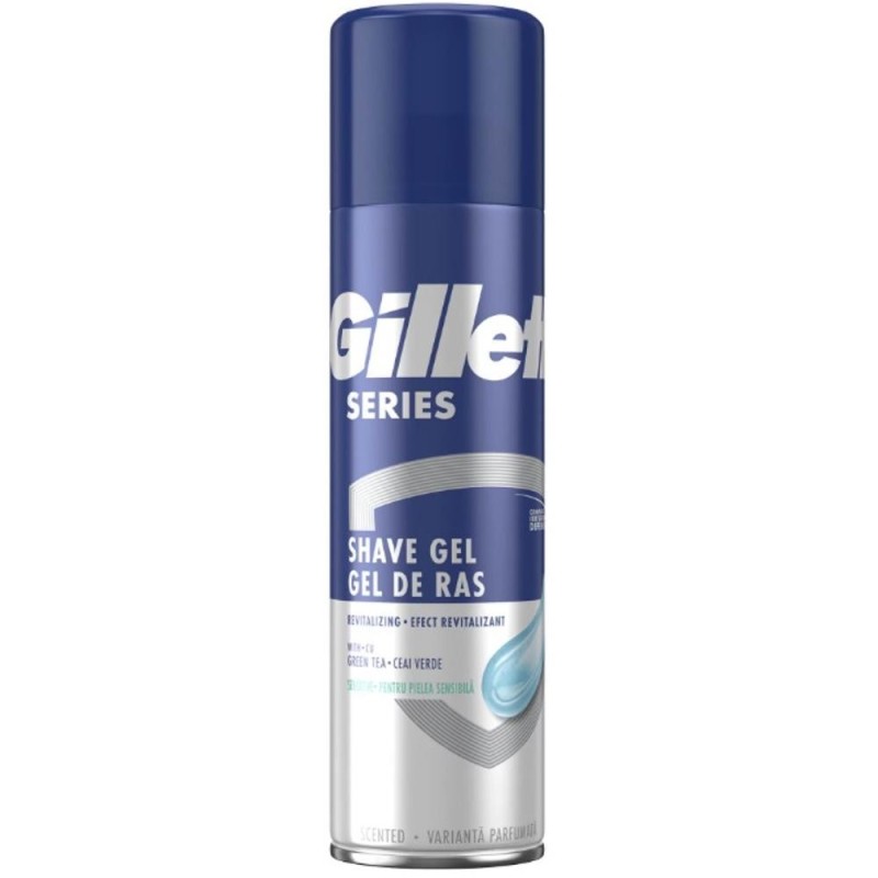 Set 2 x Gel de Ras Gillette Series Sensitive, Revitalizant, Ceai Verde, 200 ml
