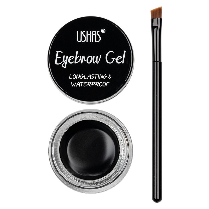 Set 2 x Gel Sprancene Ushas Cu Pensula Aplicare, Amazing Brows 24H 01 Black