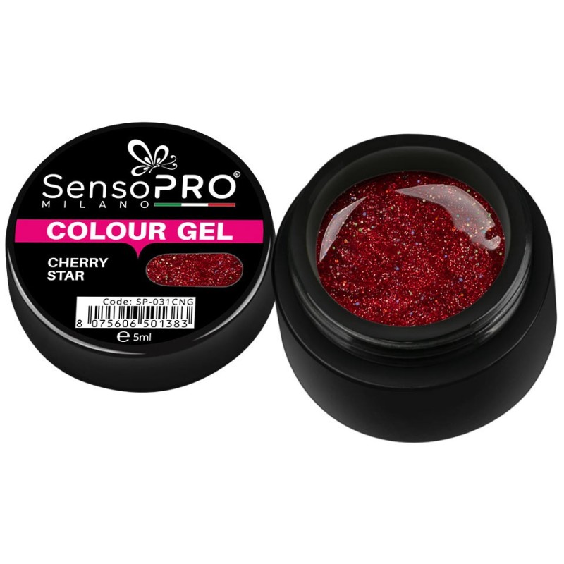 Set 2 x Gel Uv Colorat Cherry Star 5 ml, SensoPRO Milano