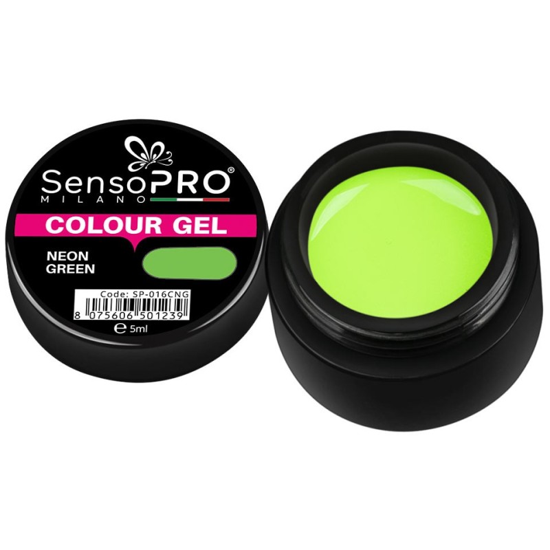 Set 2 x Gel Uv Colorat Neon Green 5 ml, SensoPRO Milano