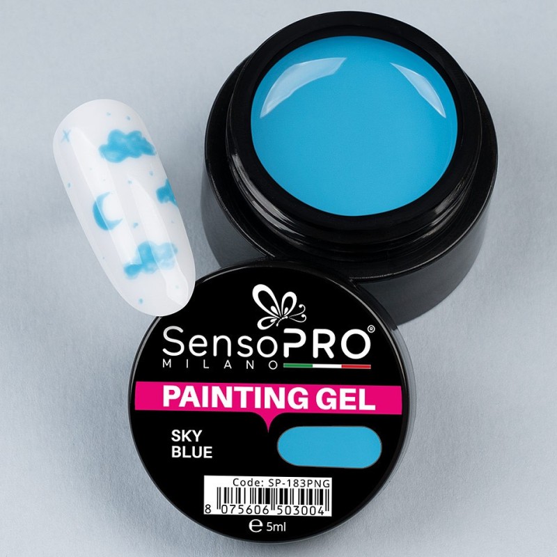 Set 2 x Gel Uv Pictura Unghii Sky Blue 5 ml, SensoPRO Milano