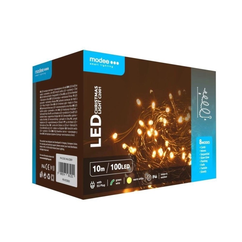 Set 2 x Ghirlanda Luminoasa Decorativa Modee C2001, 100 LED-uri, 3.6W, 10 m, Alb Cald
