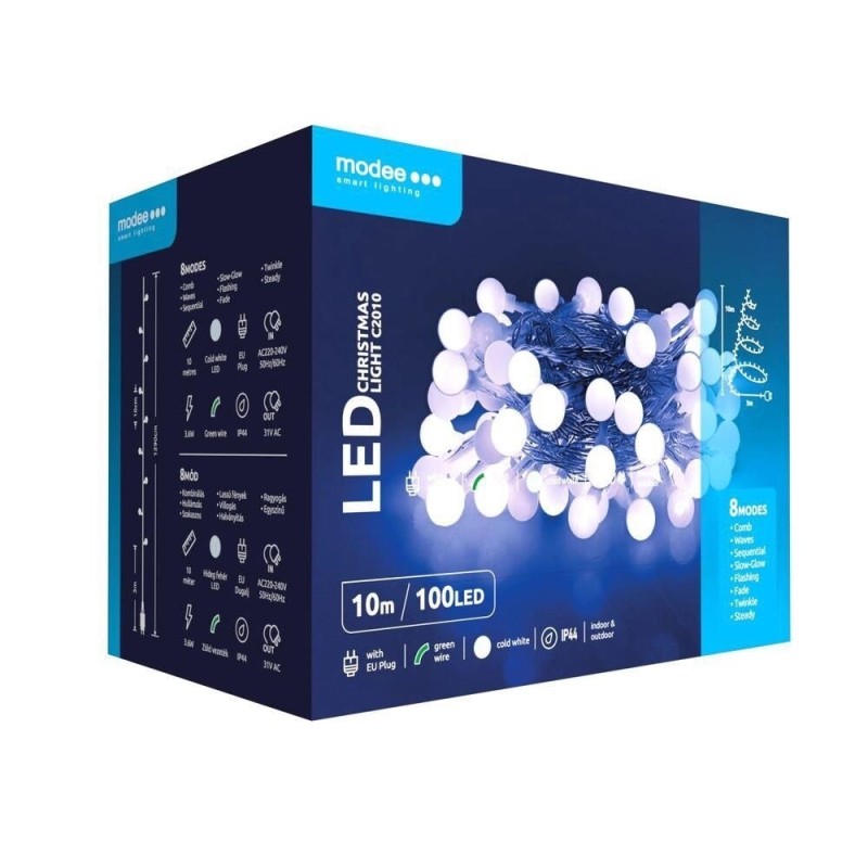 Set 2 x Ghirlanda Luminoasa Decorativa Modee C2010, 100 LED-uri, 3.6W, 10 m, Alb Rece
