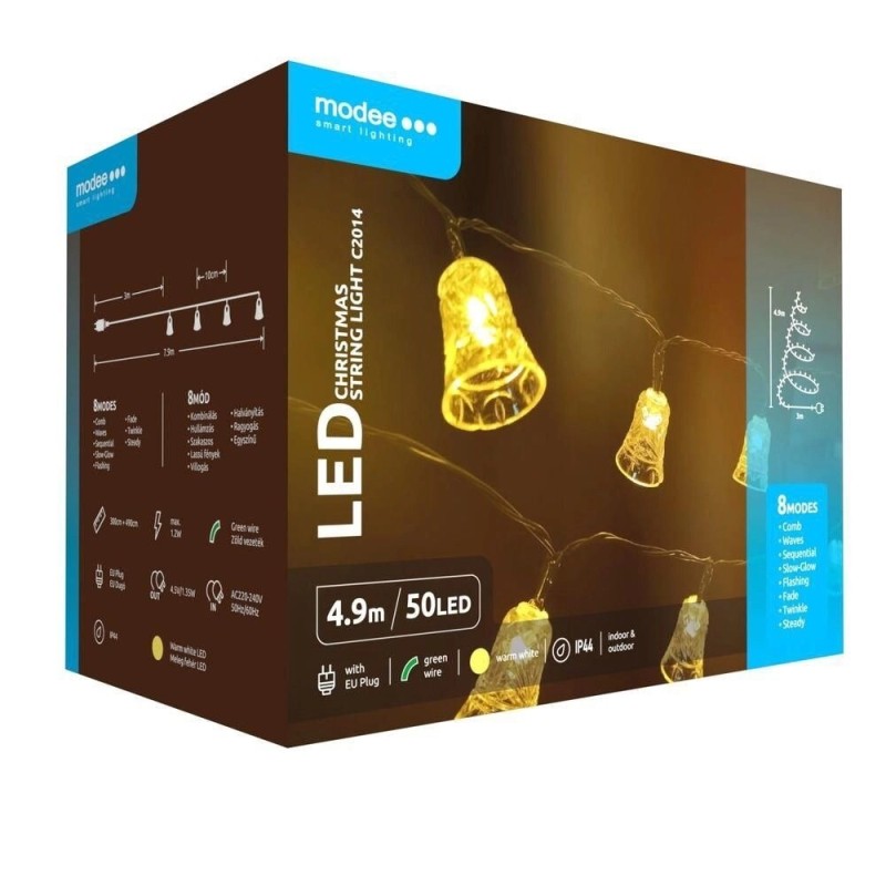 Set 2 x Ghirlanda Luminoasa Decorativa Modee C2014, 50 LED-uri, 1.2W, 4.9 m, Alb Cald