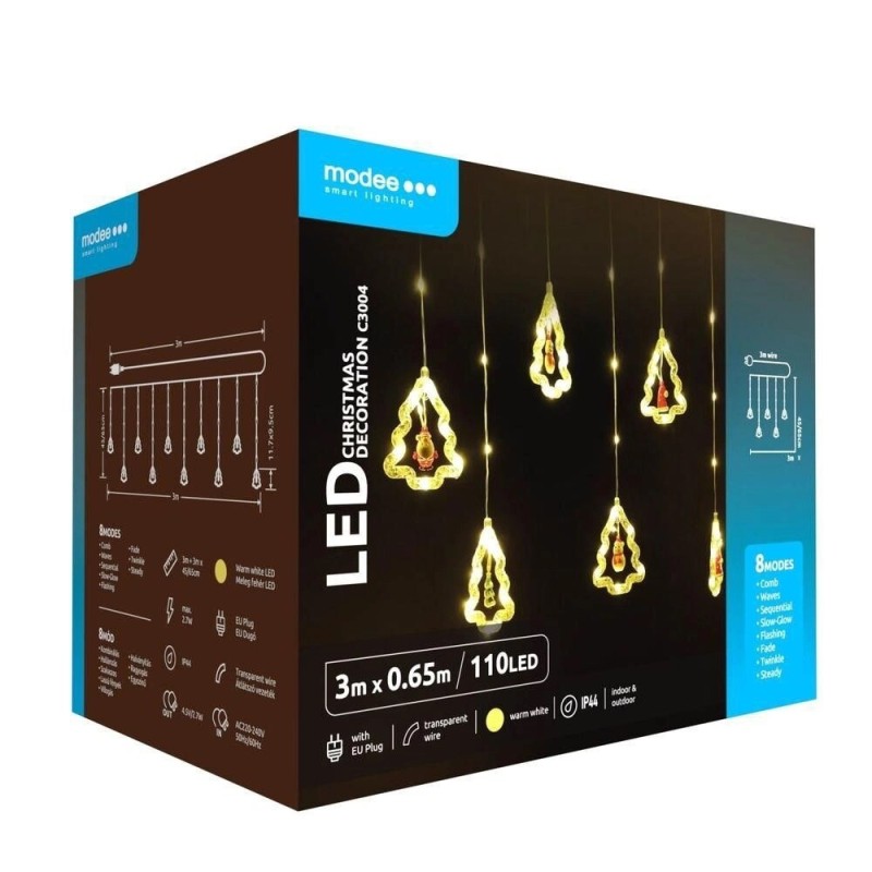 Set 2 x Ghirlanda Luminoasa Decorativa Modee C3004, 110 LED-uri, 2.7W, 3 m x 0.65 m, Alb Cald