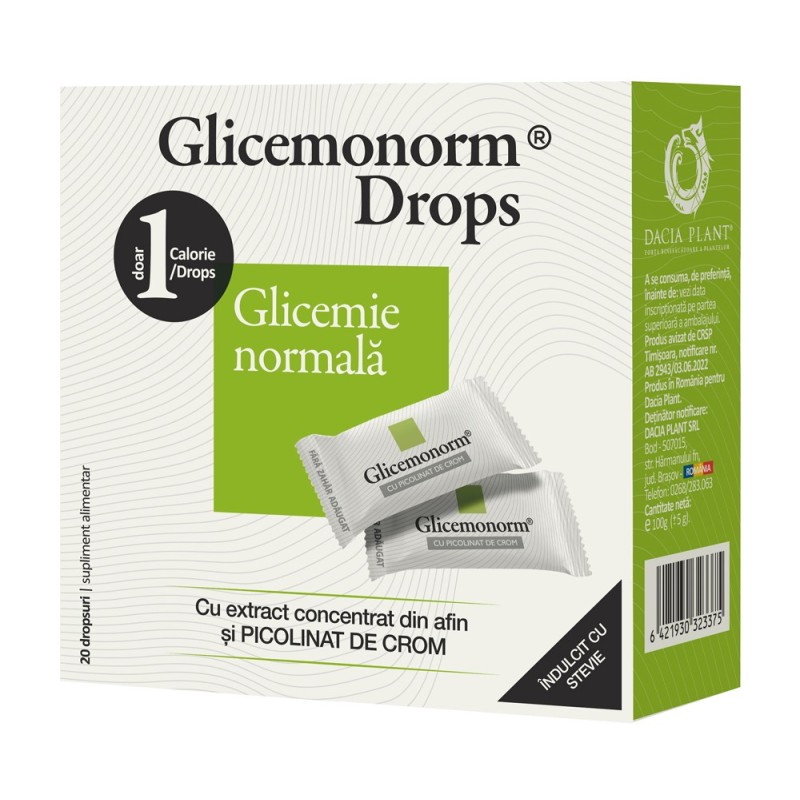 Set 2 x Glicemonorm Drops, 100 g, Dacia Plant