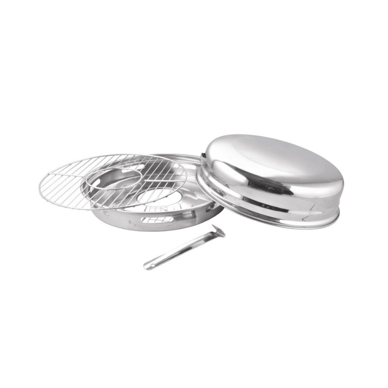 Set 2 x Gratar din Inox cu Capac si Maner pentru Aragaz, 32.5 x 13.5 cm, Grunberg