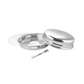 Set 2 x Gratar din Inox cu Capac si Maner pentru Aragaz, 32.5 x 13.5 cm, Grunberg