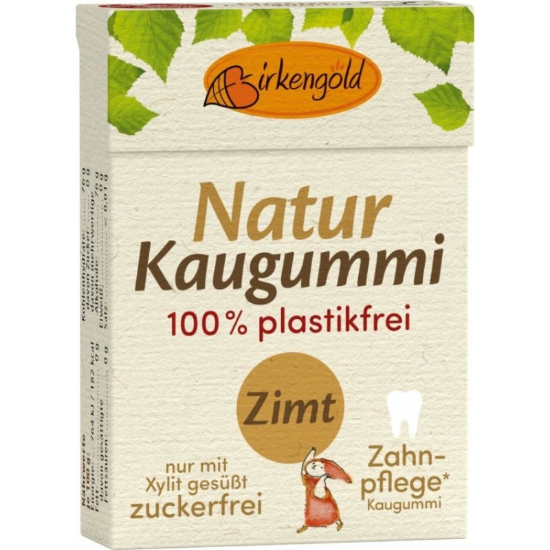 Set 2 x Guma de Mestecat cu Xylitol pentru Ingrijirea Dintilor, Scortisoara, 28 g, Birkengold