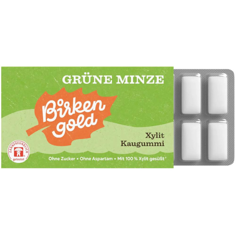 Set 2 x Guma de Mestecat cu Xylitol si Menta, 12 Bucati, Birkengold
