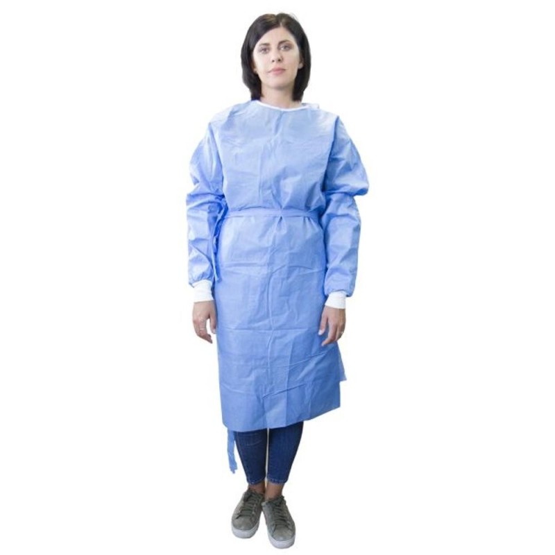 Set 2 x Halat Chirurgical Steril, Prima, Ranforsat, Albastru, 170x155 cm, Marime xXL