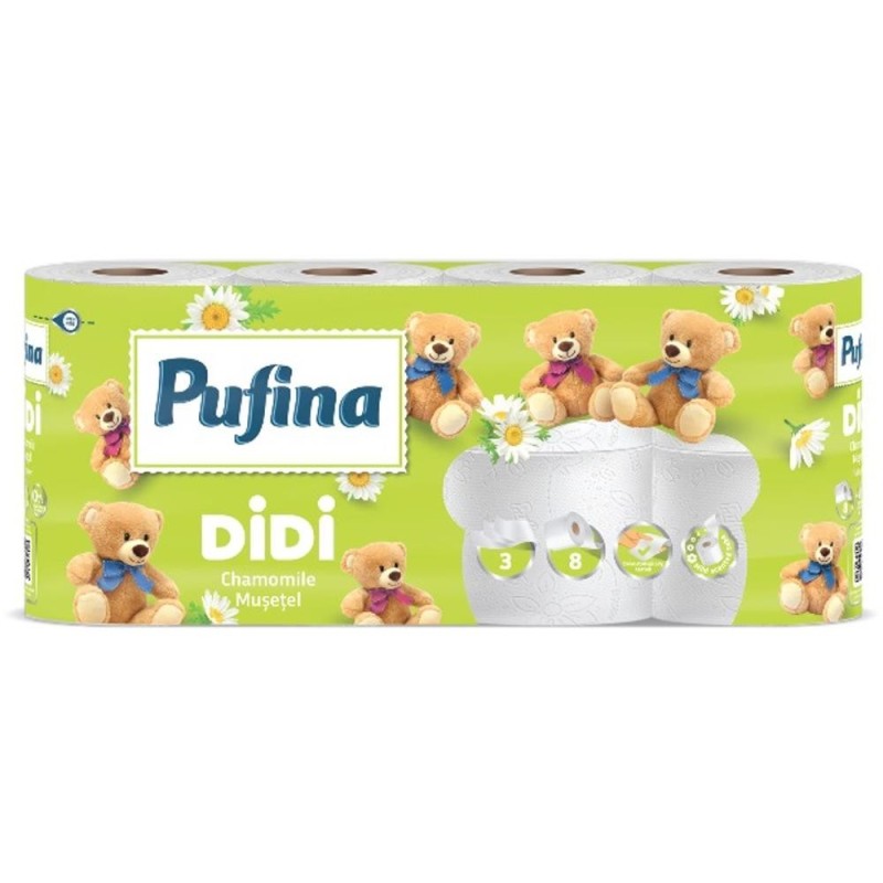 Set 2 x Hartie Igienica Didi, 3 Straturi, Musetel, Pufina, 8 Role