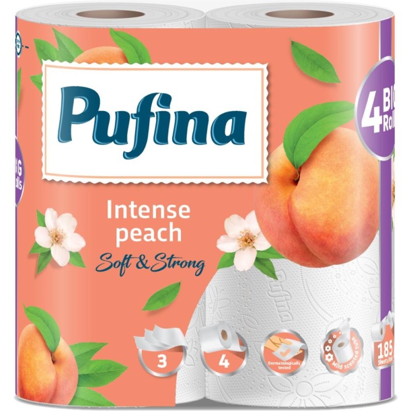 Set 2 x Hartie Igienica Lux, 3 Straturi, Piersica, Pufina, 4 Role