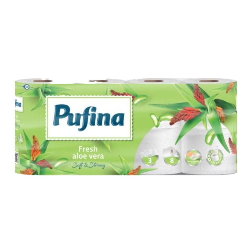 Set 2 x Hartie Igienica Lux Fresh, 3 Straturi, Aloe Vera, Pufina, 8 Role