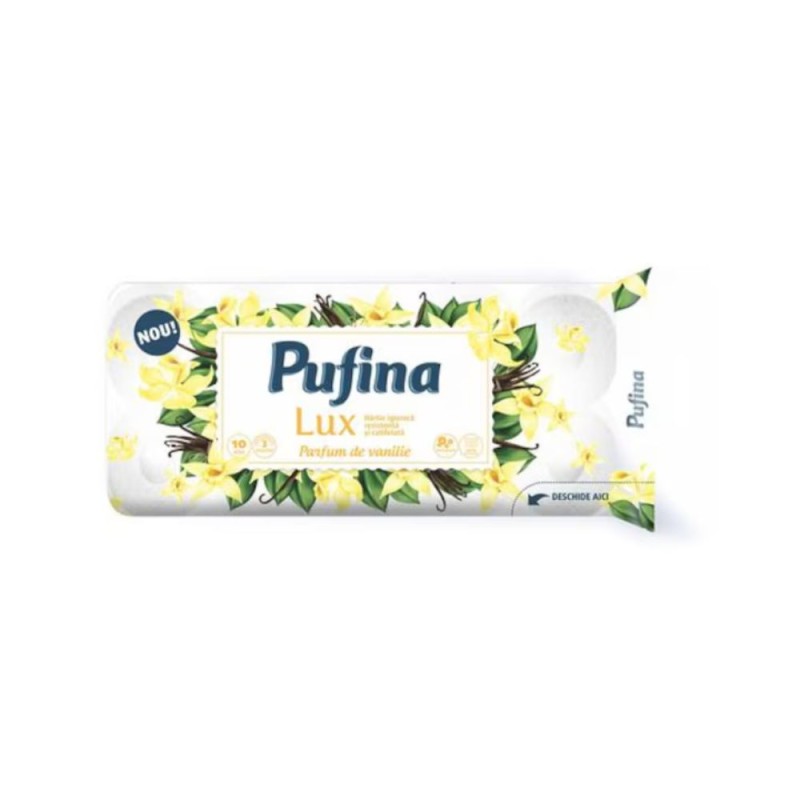 Set 2 x Hartie Igienica Pufina Lux, Vanilie, 3 Straturi, 10 Role