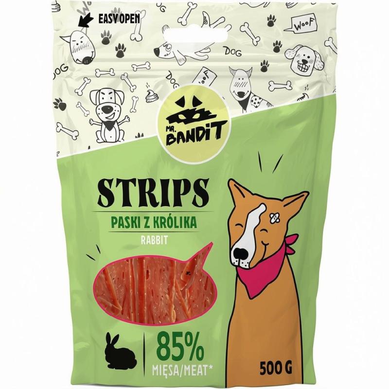 Set 2 x Hrana Caini Mr. Bandit Strips, Iepure, 500 g
