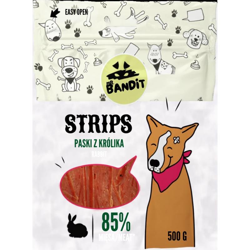 Set 2 x Hrana Caini Mr. Bandit Strips, Iepure, 80 g