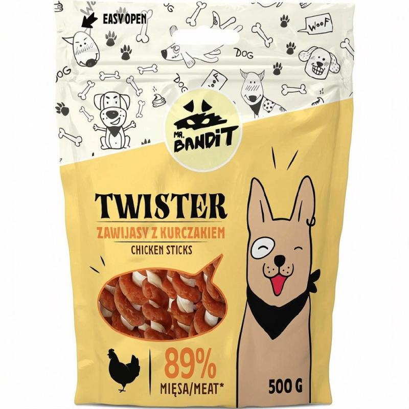 Set 2 x Hrana Caini Mr. Bandit Twister, Batoane de Pui, 500 g