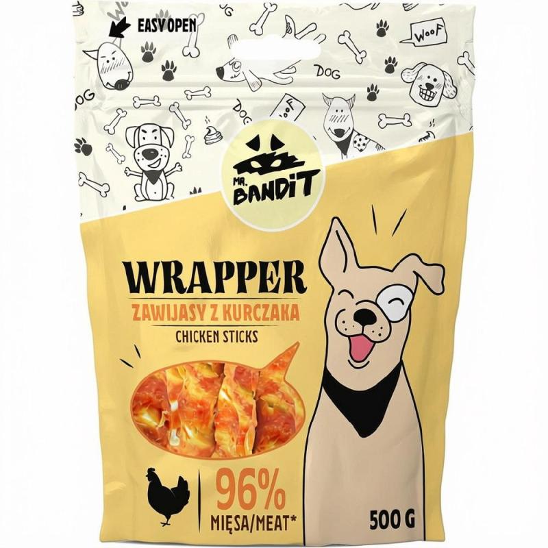 Set 2 x Hrana Caini Mr. Bandit Wrapper XXXL, Pui, 500 g
