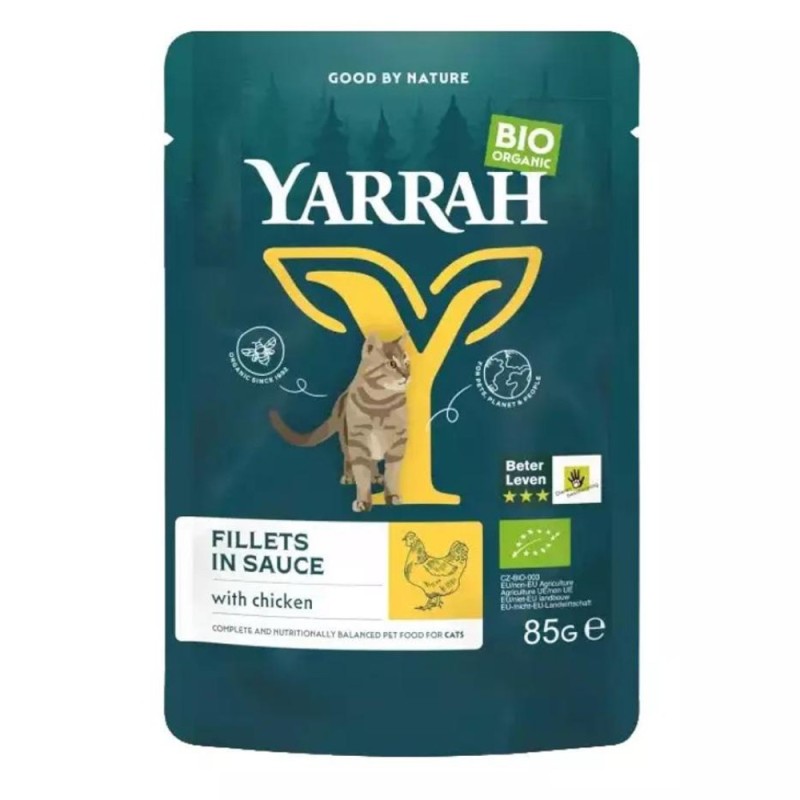 Set 2 x Hrana Umeda Bio pentru Pisici, File de Pui in Sos, 85 g, Yarrah
