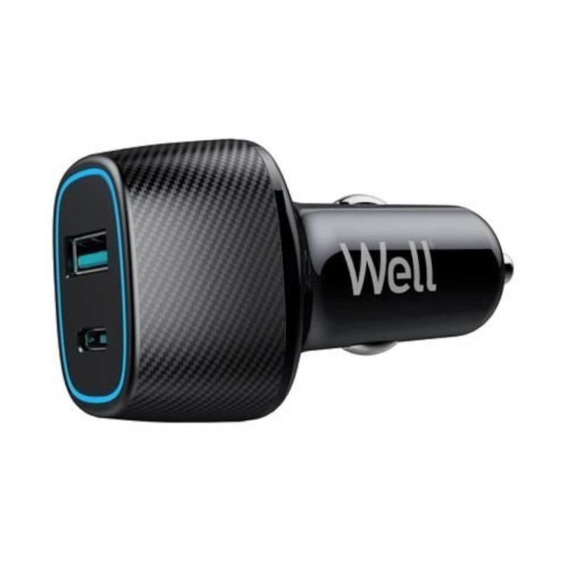 Set 2 x Incarcator Auto Well, PD 45W + QC 18W, 63W, Negru