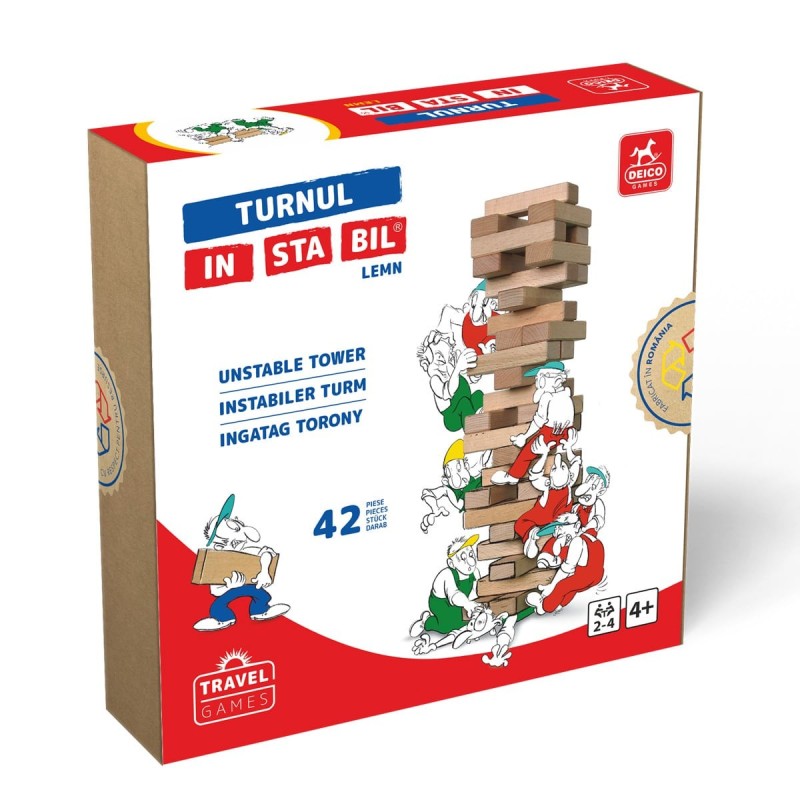 Set 2 x Joc de Societate, Deico, Turnul Instabil, din Lemn, Editia Travel