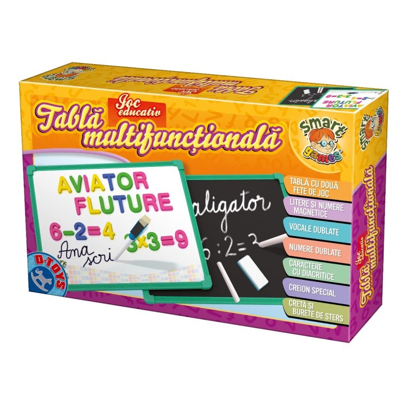 Set 2 x Joc Educativ, D-Toys, Tabla Magnetica Multifunctionala cu Numere si Litere