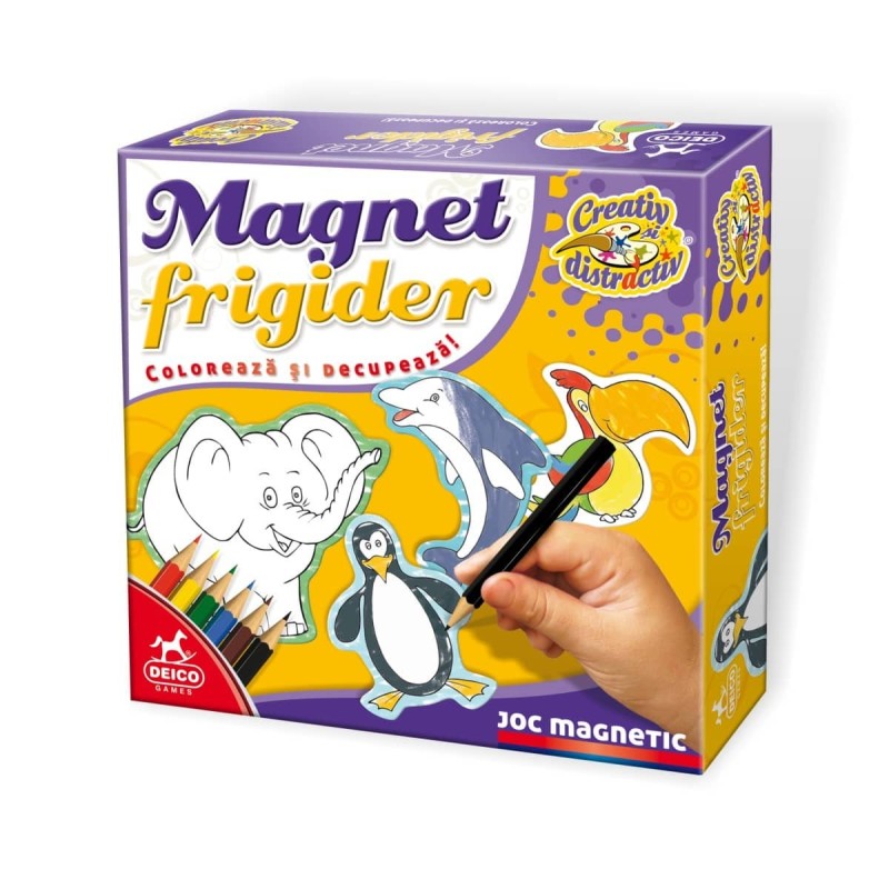 Set 2 x Joc Educativ, Deico, Magnet de Frigider, Coloreaza si Decupeaza