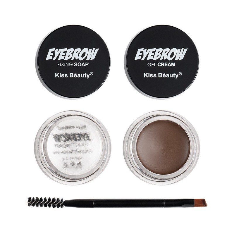 Set 2 x Kit Sprancene 2 In 1 Kiss Beauty Crema-Gel si Sapun Fixare + Pensula Aplicare 02