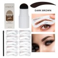 Set 2 x Kit Stampila Sprancene + Sabloane Kiahbeaute Brow Stamp 01, Dark Brown