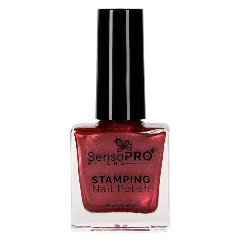 Set 2 x Lac de Unghii pentru Stampila, SensoPRO Milano, Metallic Red 10 ml