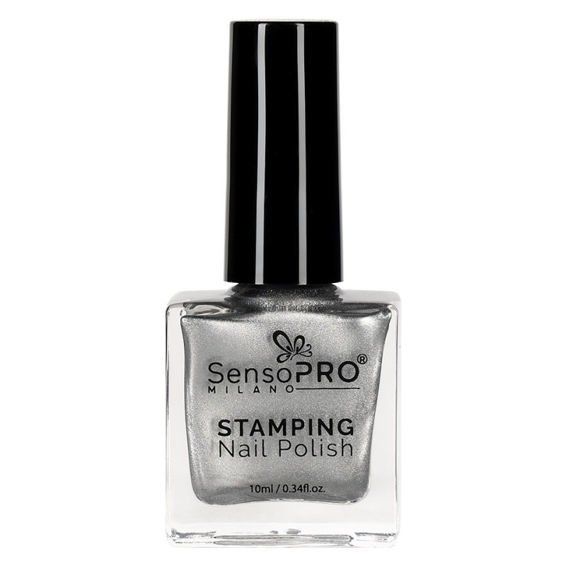 Set 2 x Lac de Unghii pentru Stampila, SensoPRO Milano, Silver 10 ml