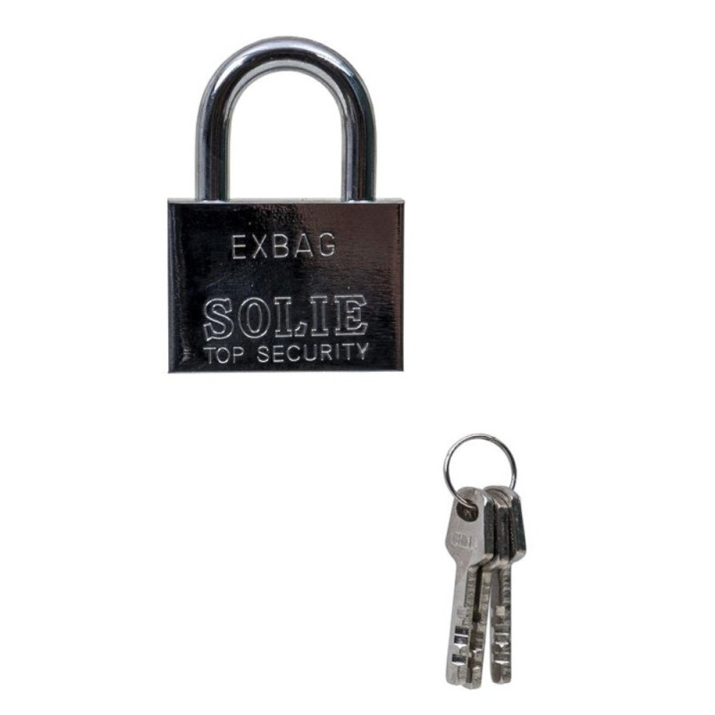 Set 2 x Lacat Patrat Cromat, cu 3 Chei, 60 mm