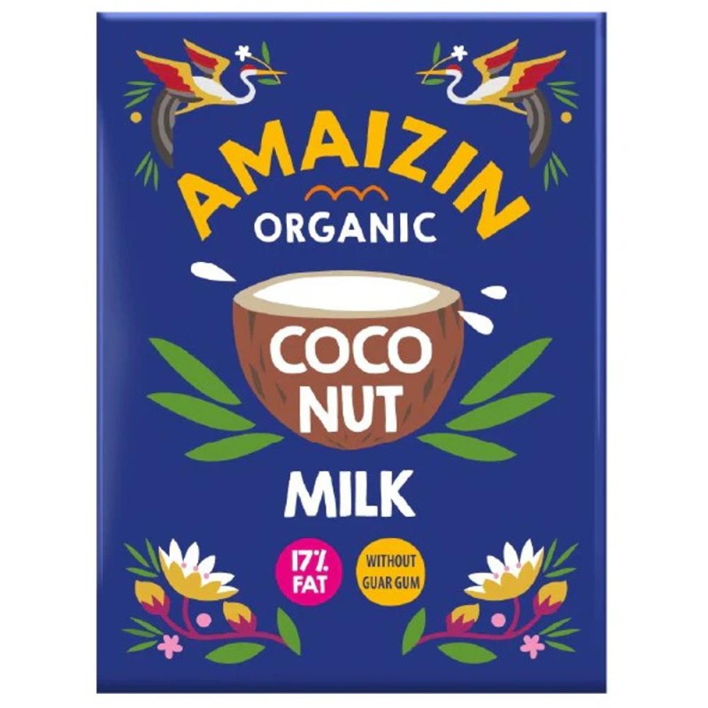 Set 2 x Lapte de Cocos Bio, 17% Grasime, Tetra Pack, Amaizin, 200 ml