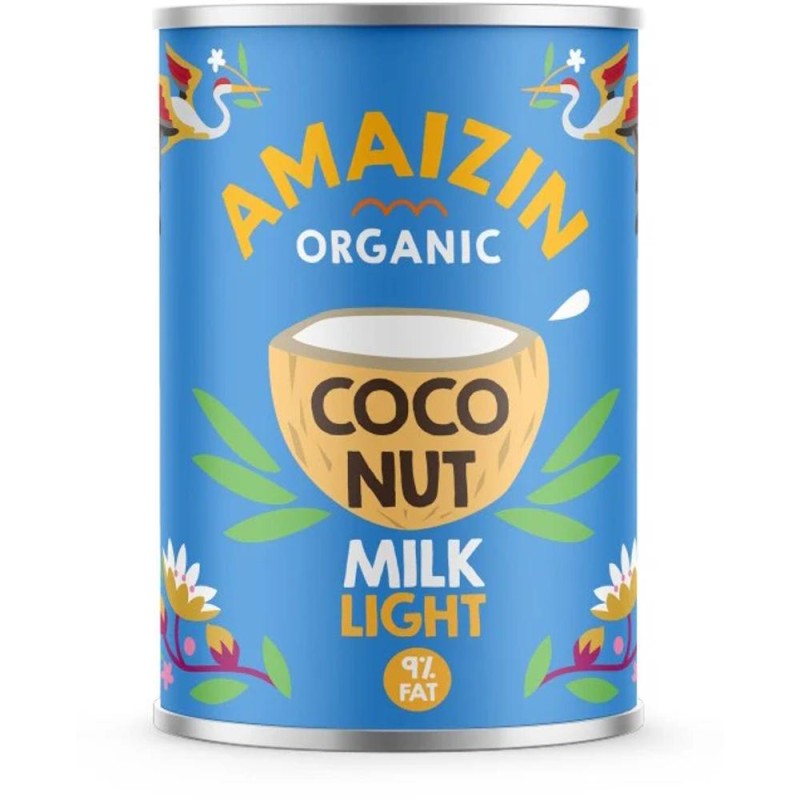 Set 2 x Lapte de Cocos Light 9% Bio, Amaizin, 400 ml, Amaizin